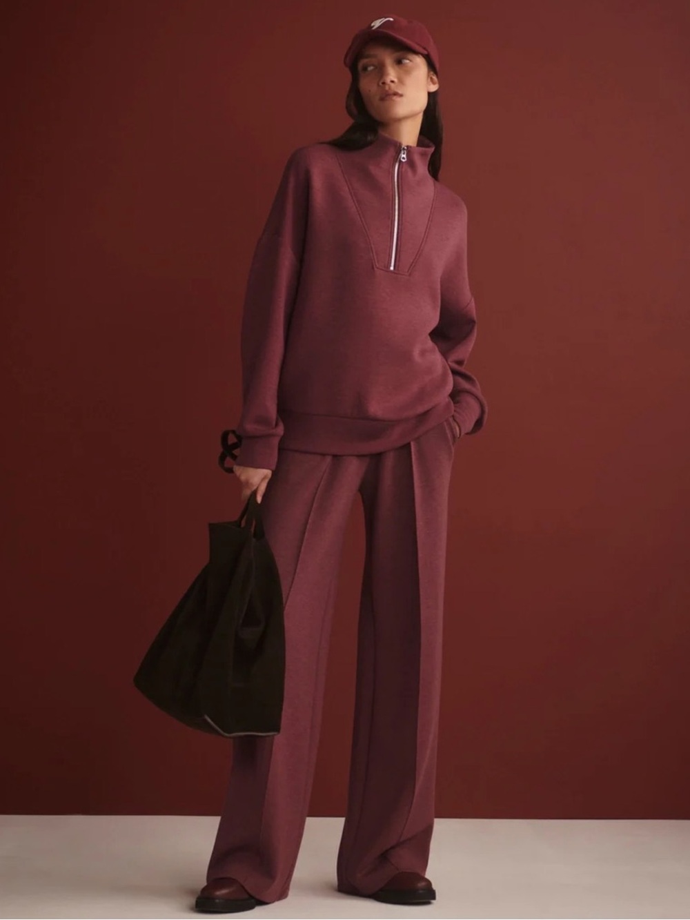 NEW Varley The Wide Leg 30-Inch Track Pants in Sassafras Marl